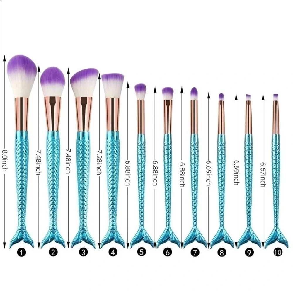 Mermaid Makeup Brushes, soft bristles